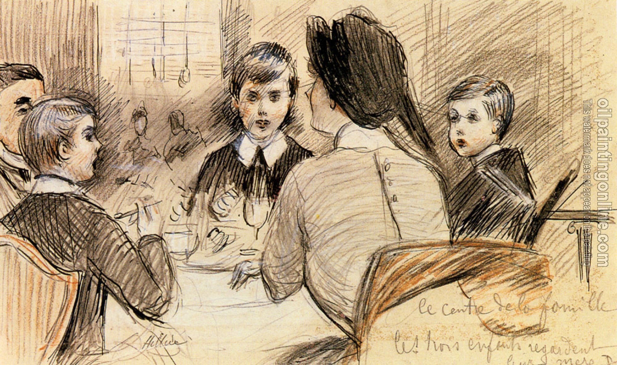 Paul Cesar Helleu - A Family Dinner At The Ritz New York